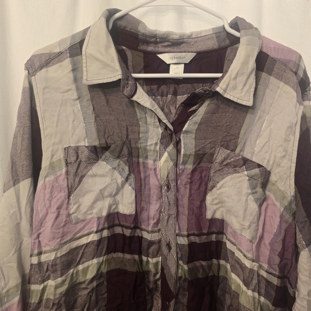 Cj Banks Women's Plaid Button Up Size 2x - Picture 8 of 9